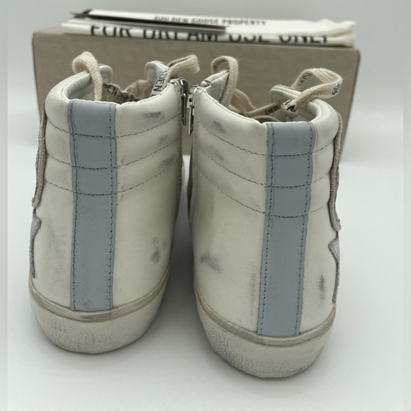 NEW GOLDEN GOOSE HIGH TOP SLIDE ZIP WHITE LEATHER STAR SNEAKERS BOX NIB! - Picture 6 of 11